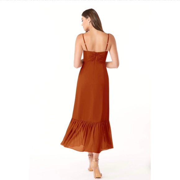 Azazie Rust A-Line Chiffon Wedding Bridesmaid Dress - Picture 2 of 9